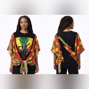 Upcycled BOB MARLEY T duster, by Susie.